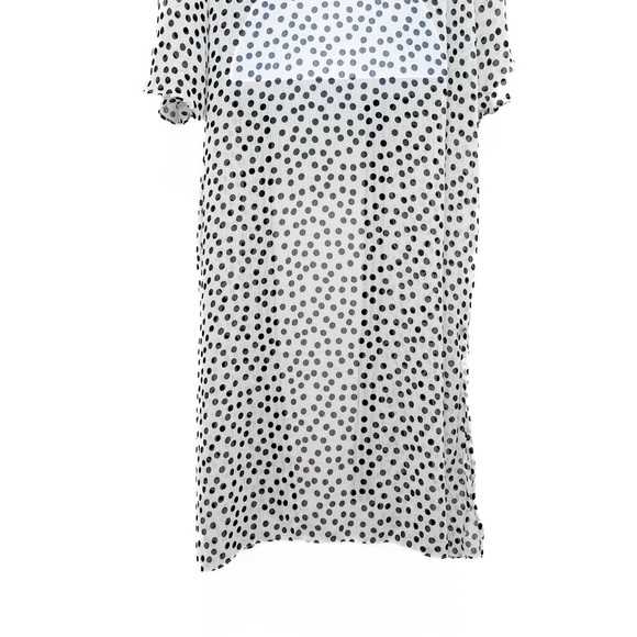 Stripe Polka Dot Print Sheer Long Open Kimono Blouse Top Duster Large XL - Picture 6 of 8